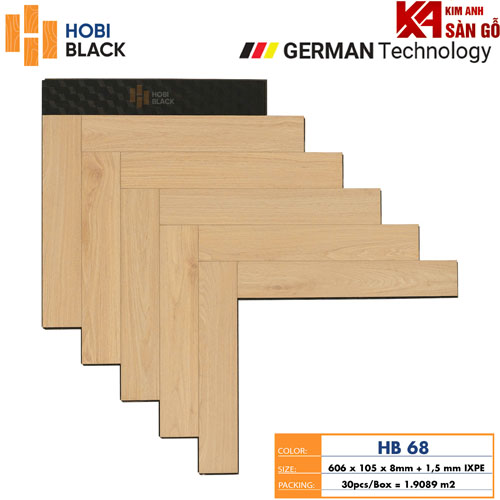 Sàn Gỗ Xương Cá Hobi 8mm+1,5 IXPE HB68
